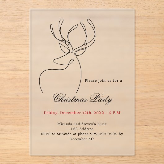 Abstract rendier moderne Frosted Christmas Party Acryl Uitnodigingen (Voorkant)