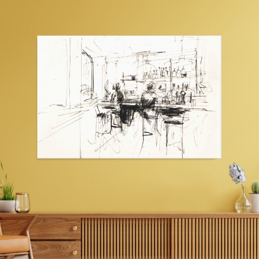 Abstract Restaurant Bar Scene - Canvas Afdruk (Insitu (Woonkamer))