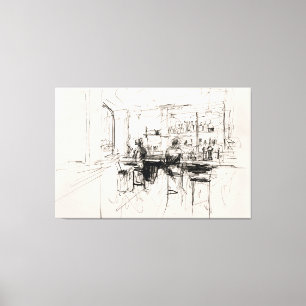 Abstract Restaurant Bar Scene - Canvas Afdruk