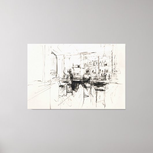 Abstract Restaurant Bar Scene - Canvas Afdruk (Voorkant)