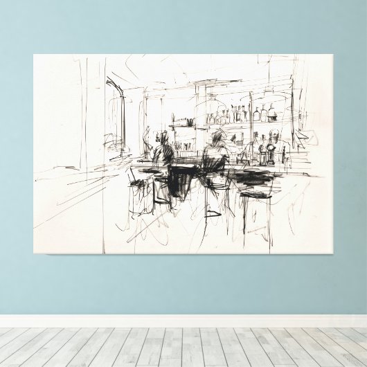Abstract Restaurant Bar Scene - Canvas Afdruk (Insitu (Houten vloer))