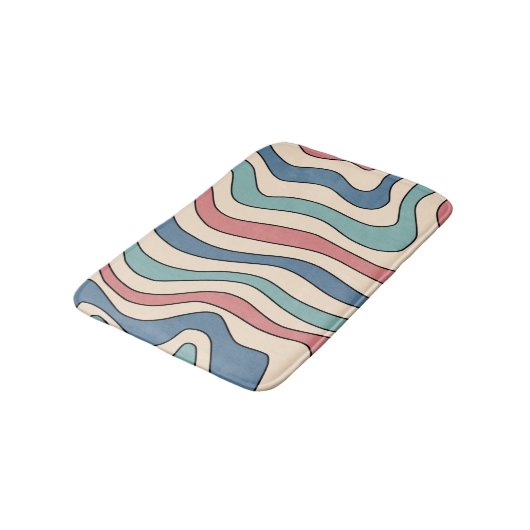 Abstract Retro 70s Marmeren Blauw Rood Groovy Patr Badmat (Gekanteld)