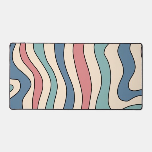 Abstract Retro 70s Marmeren Blauw Rood Groovy Patr Bureaumat (Voorkant)