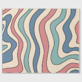Abstract Retro 70s Marmeren Blauw Rood Groovy Patr Cadeaupapier (Vlak)