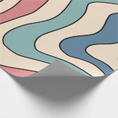 Abstract Retro 70s Marmeren Blauw Rood Groovy Patr Cadeaupapier (Hoek)