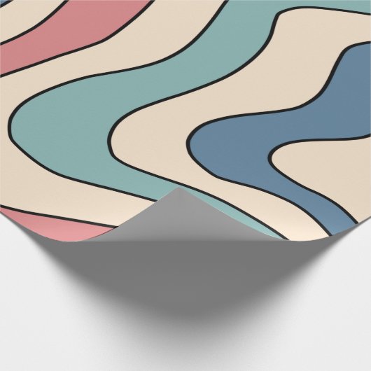 Abstract Retro 70s Marmeren Blauw Rood Groovy Patr Cadeaupapier (Hoek)