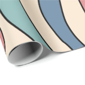 Abstract Retro 70s Marmeren Blauw Rood Groovy Patr Cadeaupapier (Rol Hoek)