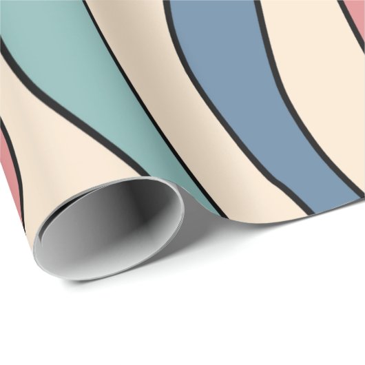 Abstract Retro 70s Marmeren Blauw Rood Groovy Patr Cadeaupapier (Rol Hoek)