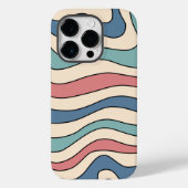 Abstract Retro 70s Marmeren Blauw Rood Groovy Patr Case-Mate iPhone Case (Achterkant)