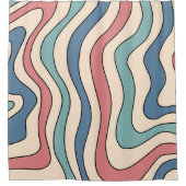 Abstract Retro 70s Marmeren Blauw Rood Groovy Patr Douchegordijn (Voorkant)