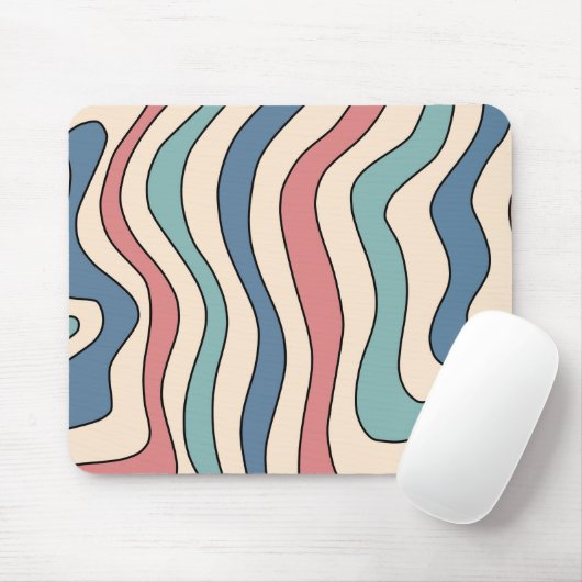 Abstract Retro 70s Marmeren Blauw Rood Groovy Patr Muismat (Met muis)