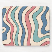Abstract Retro 70s Marmeren Blauw Rood Groovy Patr Muismat (Voorkant)