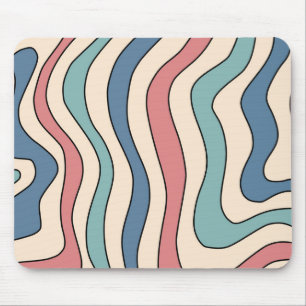 Abstract Retro 70s Marmeren Blauw Rood Groovy Patr Muismat