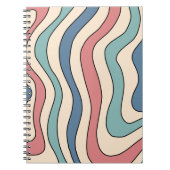 Abstract Retro 70s Marmeren Blauw Rood Groovy Patr Notitieboek (Voorkant)