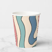 Abstract Retro 70s Marmeren Blauw Rood Groovy Patr Papieren Bekers (Achterkant)