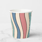 Abstract Retro 70s Marmeren Blauw Rood Groovy Patr Papieren Bekers (Links)