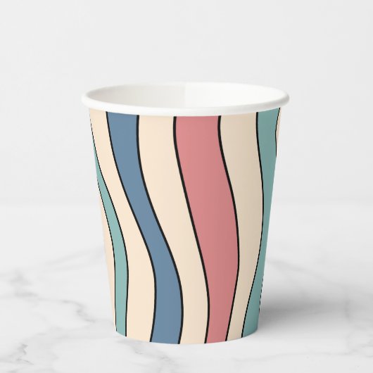 Abstract Retro 70s Marmeren Blauw Rood Groovy Patr Papieren Bekers (Links)