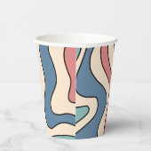 Abstract Retro 70s Marmeren Blauw Rood Groovy Patr Papieren Bekers (Rechts)