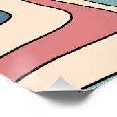 Abstract Retro 70s Marmeren Blauw Rood Groovy Patr Perfect Poster (Hoek)