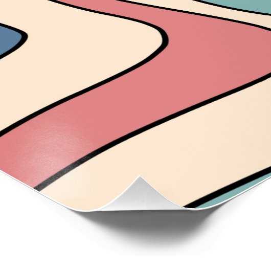 Abstract Retro 70s Marmeren Blauw Rood Groovy Patr Perfect Poster (Hoek)