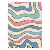 Abstract Retro 70s Marmeren Blauw Rood Groovy Patr Tafelkleed (Voorkant)