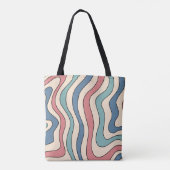 Abstract Retro 70s Marmeren Blauw Rood Groovy Patr Tote Bag (Achterkant)