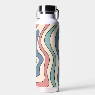 Abstract Retro 70s Marmeren Blauw Rood Groovy Patr Waterfles