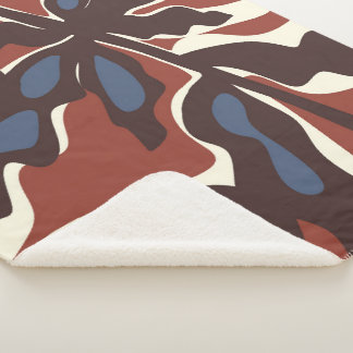 Abstract Retro Blad Motief Sherpa Deken