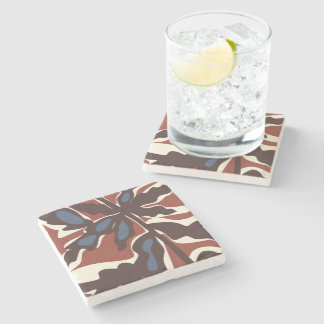 Abstract Retro Blad Motief Stenen Onderzetter