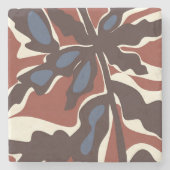 Abstract Retro Blad Motief Stenen Onderzetter (Voorkant)