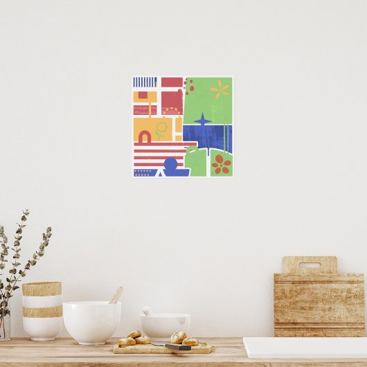 Abstract Retro Block Art Poster (Keuken)