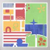 Abstract Retro Block Art Poster (Voorkant)