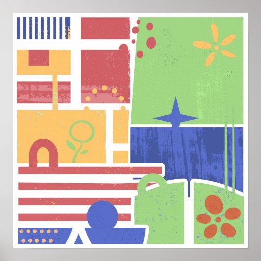 Abstract Retro Block Art Poster (Voorkant)