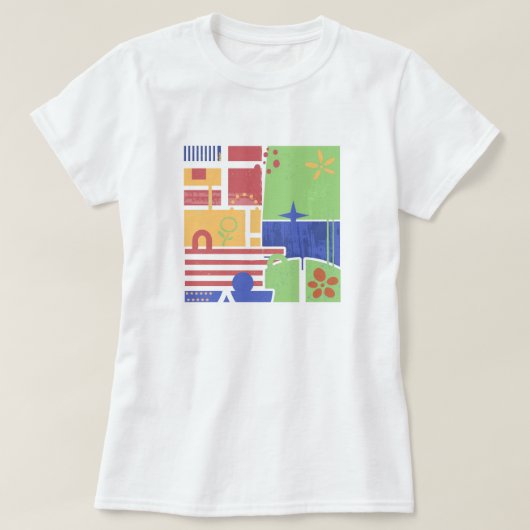 Abstract Retro Block Art T-shirt (Design voorkant)