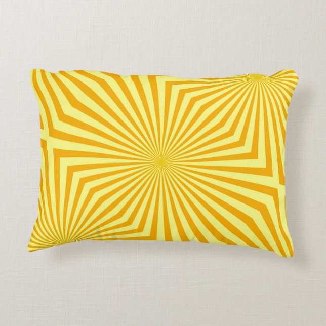 Abstract Retro Bright Yellow Sunbeam Pattern Accent Kussen (Achterkant)