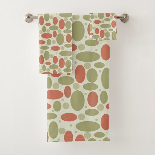 Abstract retro-bruin beige groene zee springsteen bad handdoek (Insitu)