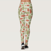 Abstract retro-bruin beige groene zee springsteen leggings (Achterkant)
