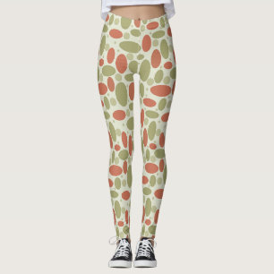 Abstract retro-bruin beige groene zee springsteen leggings
