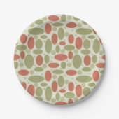 Abstract retro-bruin beige groene zee springsteen papieren bordje (Voorkant)