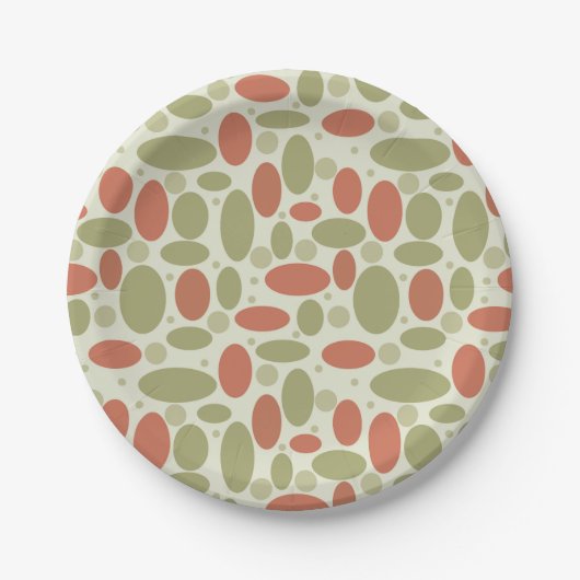 Abstract retro-bruin beige groene zee springsteen papieren bordje (Voorkant)
