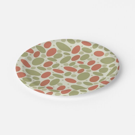 Abstract retro-bruin beige groene zee springsteen papieren bordje (Gekanteld)