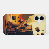 Abstract Retro-Gaming Floating Cliffs iPhone 16 Hoesje (Achterkant horizontaal)
