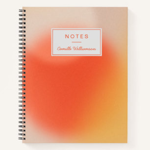 Abstract Retro Gradiënt Oranje Aangepaste Naam  Notitieboek