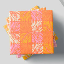 Abstract Retro Groovy Patroon Geel Sinaasappel Roz