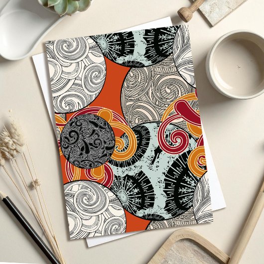 Abstract Retro Japan geïnspireerd Briefkaart