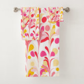 Abstract Retro Marmeren Patroon Roze Geel Rood Bad Handdoek (Insitu)