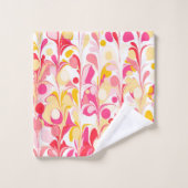 Abstract Retro Marmeren Patroon Roze Geel Rood Bad Handdoek (Wasdoekje)