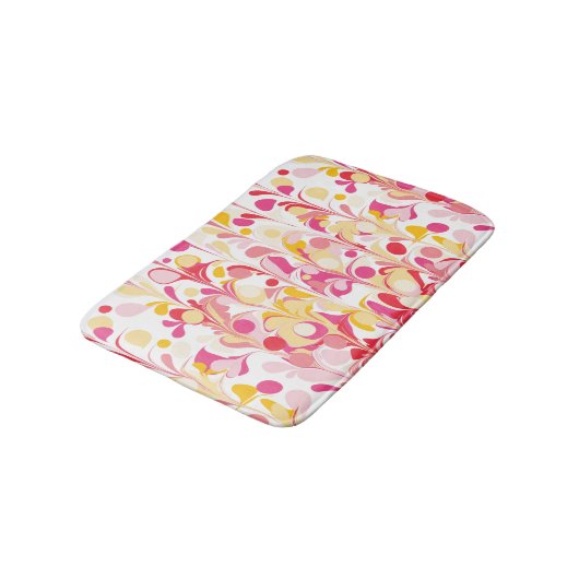 Abstract Retro Marmeren Patroon Roze Geel Rood Badmat (Gekanteld)