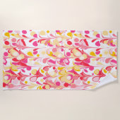 Abstract Retro Marmeren Patroon Roze Geel Rood Strandlaken (Voorkant)