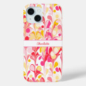 Abstract Retro Marmeren Patroon Roze Gepersonalise Case-Mate iPhone Case (Achterkant)